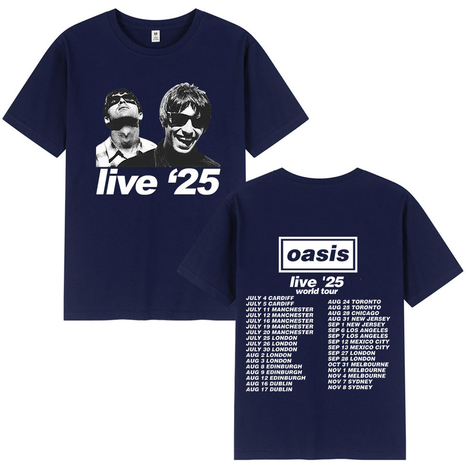 British Rock Band O-Oasis Live 25 Tour T-Shirts Mens Women Casual